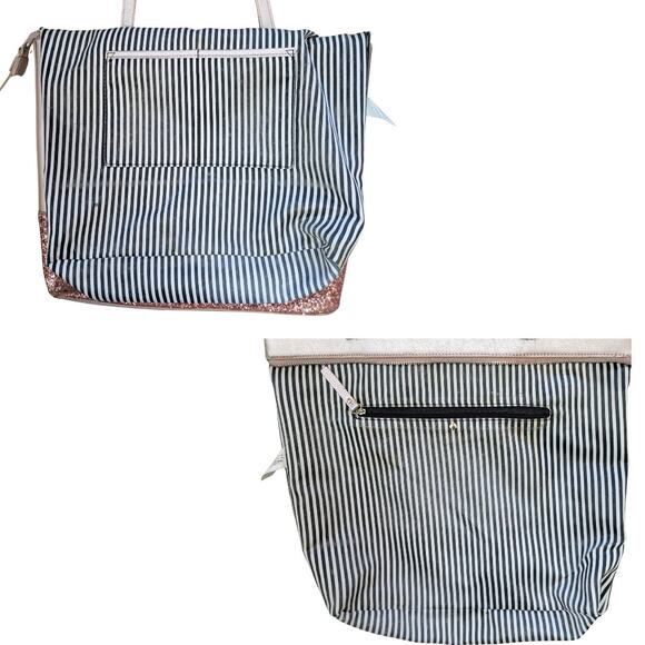 Kate Spade Greta Court Tote Bag + Zip Wallet Set Rose Gold Glitter Pink Leather - Picture 5 of 12